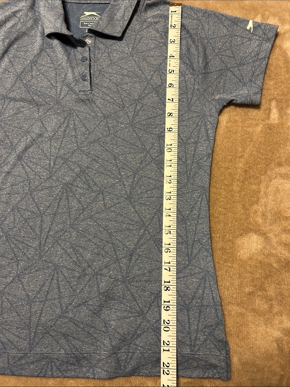 Slazenger Golf Blue Heathered Geometric Polo, Size XS - Picture 4 of 7